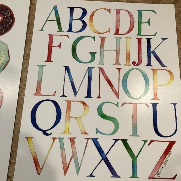 ALPHABET Letters Watercolor Art Print, Artist Johanna Pabst - Picture 1 of 5